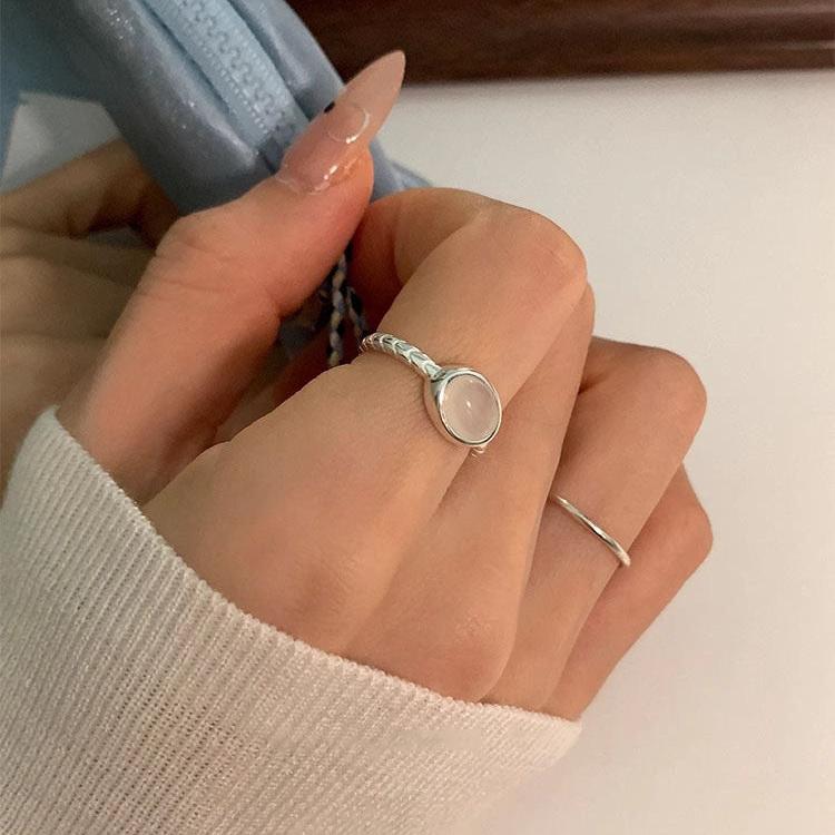 White Chalcedony Ring in Silver