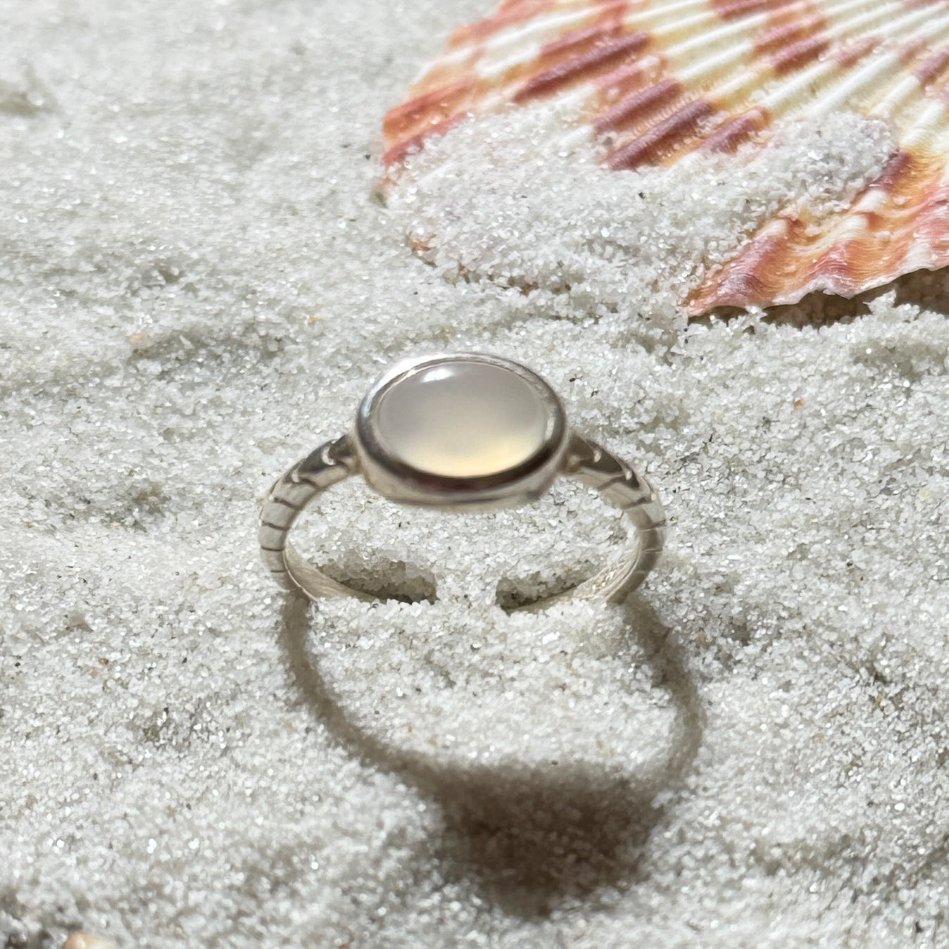White Chalcedony Ring in Silver