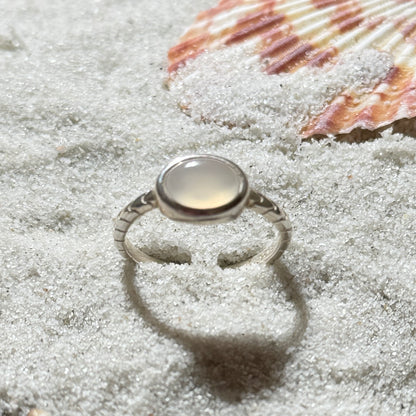 White Chalcedony Ring in Silver