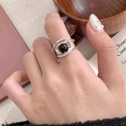 Anello con onice nero in argento
