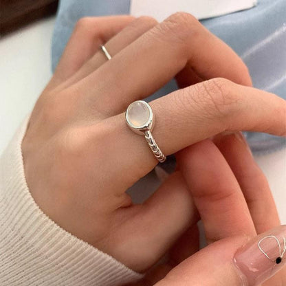 White Chalcedony Ring in Silver