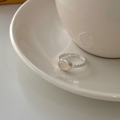 White Chalcedony Ring in Silver